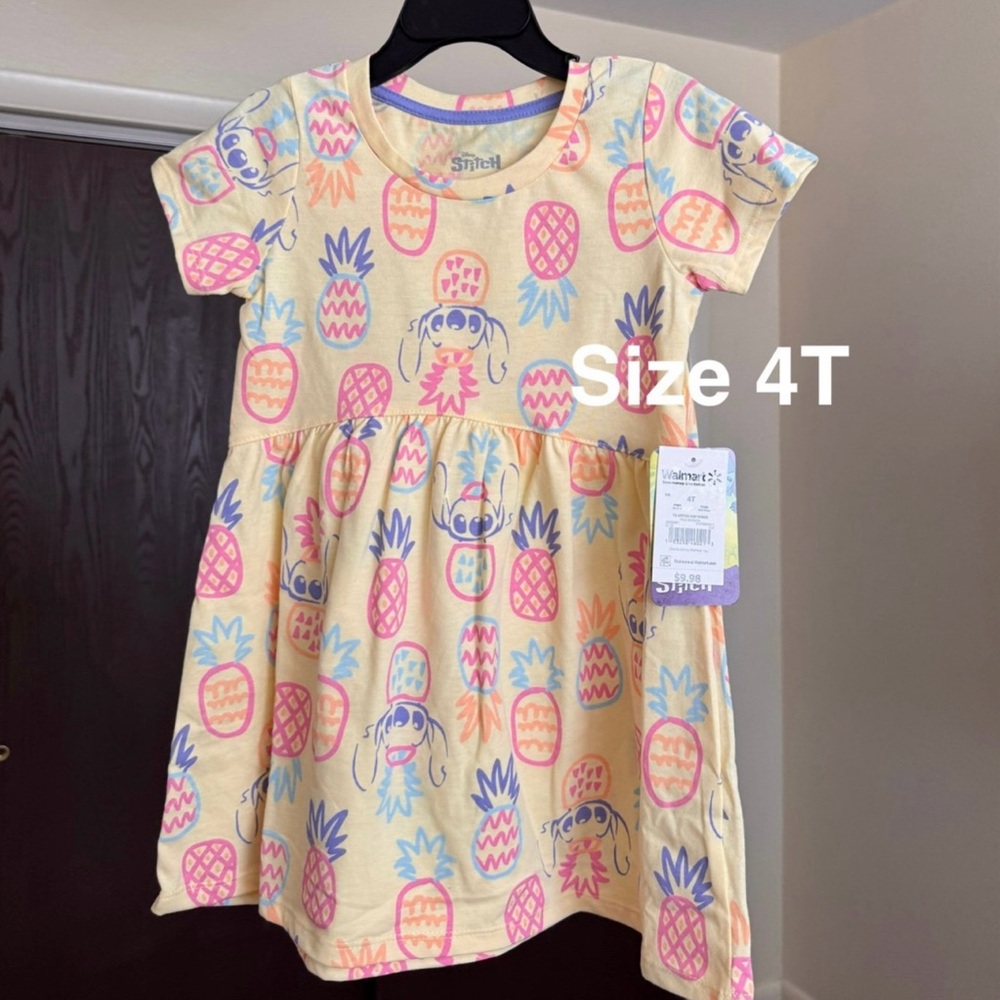 Lilo & Stitch Toddler Girl Allover Print Dress with Short Sleeves